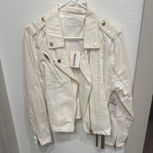 *BRAND NEW* Blank NYC Cream Leather Moto Jacket with Asymmetrical Zipper